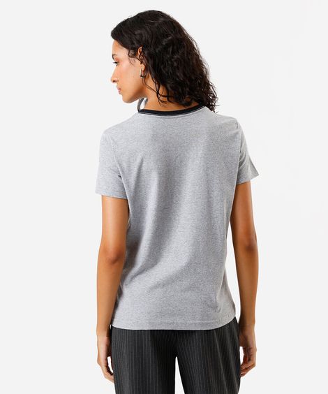 camiseta feminina de algodão stranger things cinza