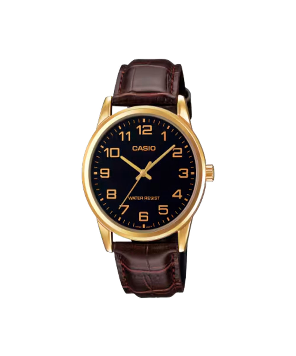 relógio masculino casio analógico mtp v001gl 1budf dourado