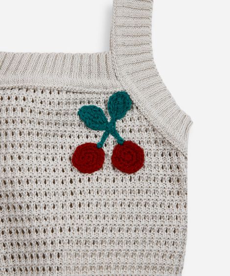 blusa infantil de tricot com cereja bege