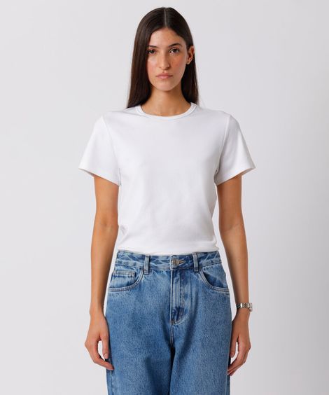 camiseta baby tee feminina de algodão peruano mindset branca