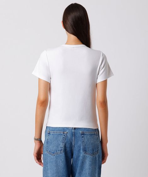 camiseta baby tee feminina de algodão peruano mindset branca