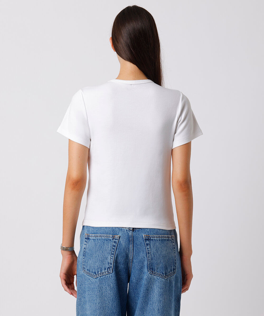 camiseta baby tee feminina de algodão peruano mindset branca