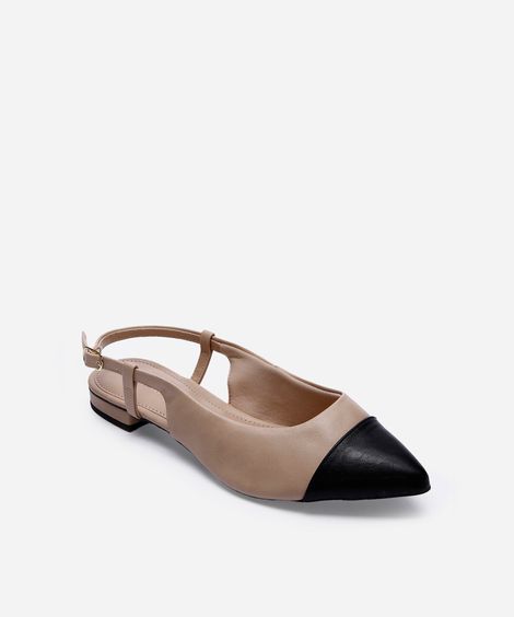 sapatilha feminina slingback bicolor oneself bege