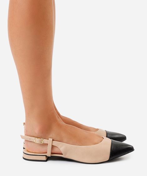 sapatilha feminina slingback bicolor oneself bege