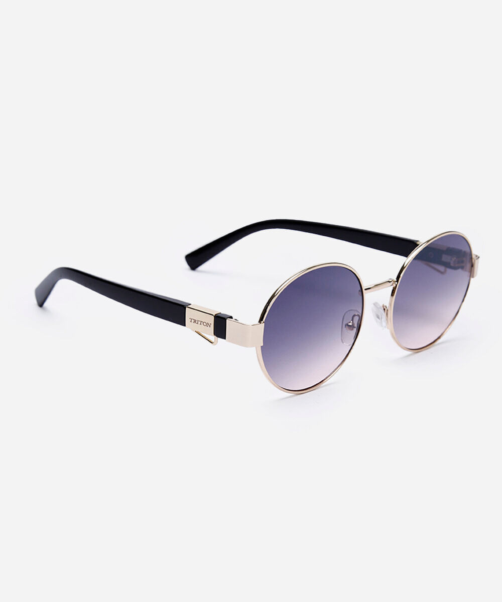 óculos de sol redondo triton feminino dourado