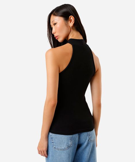 blusa halterneck feminina de algodão preta