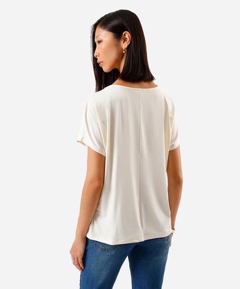 blusa feminina com detalhe em metal off white