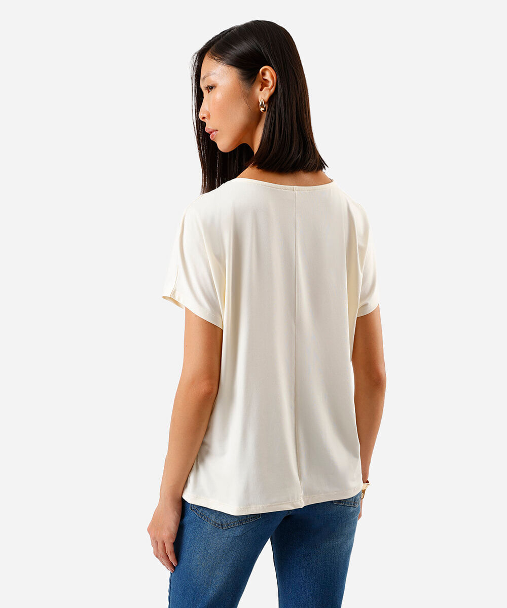 blusa feminina com detalhe em metal off white