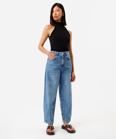 calça jeans baggy cintura alta azul