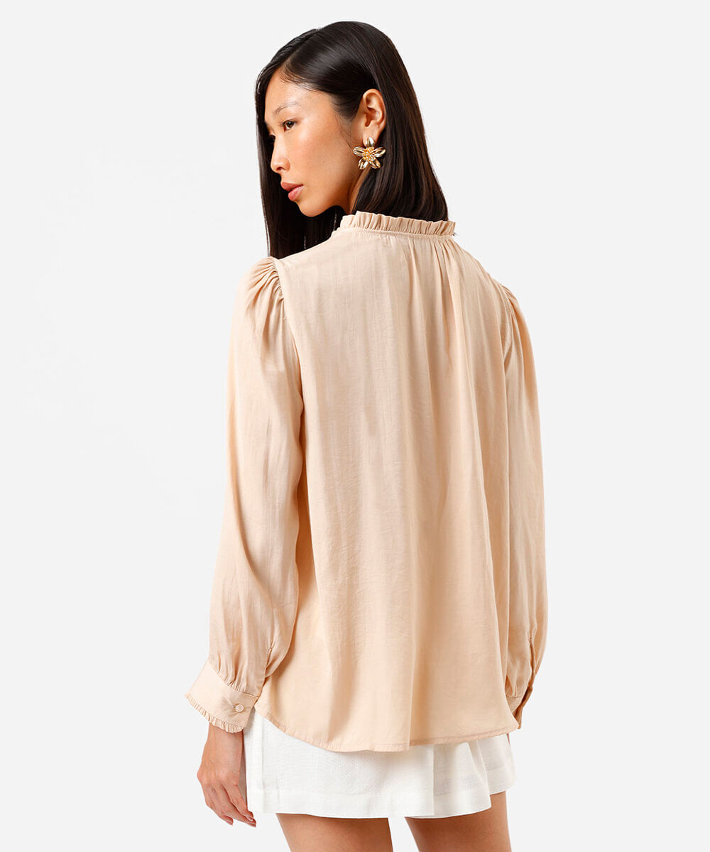 bata feminina manga longa com babados rosa