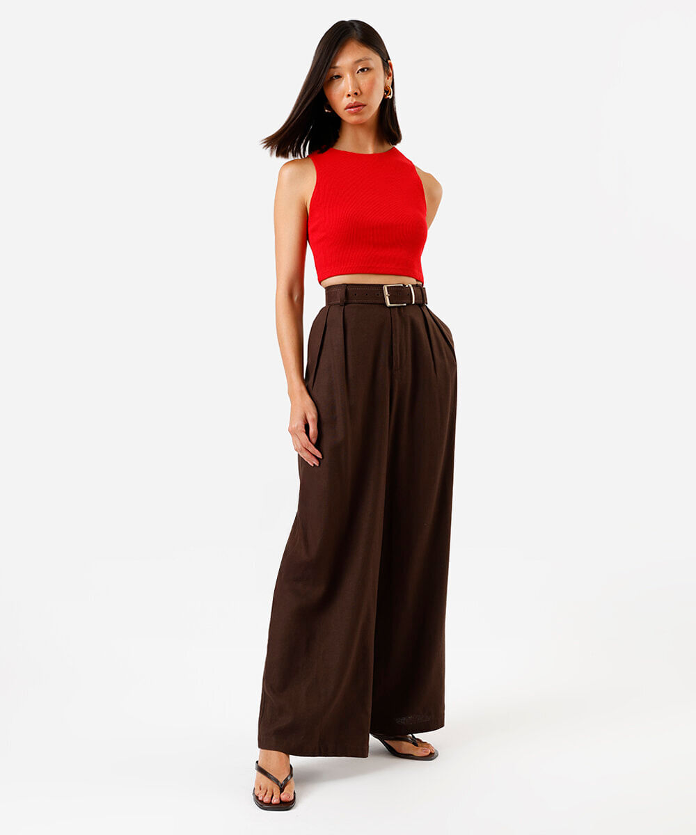 cropped básico feminino de algodão canelado vermelho