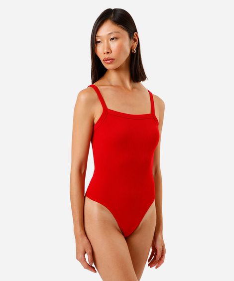 body alça fina feminino de poliamida básico vermelho