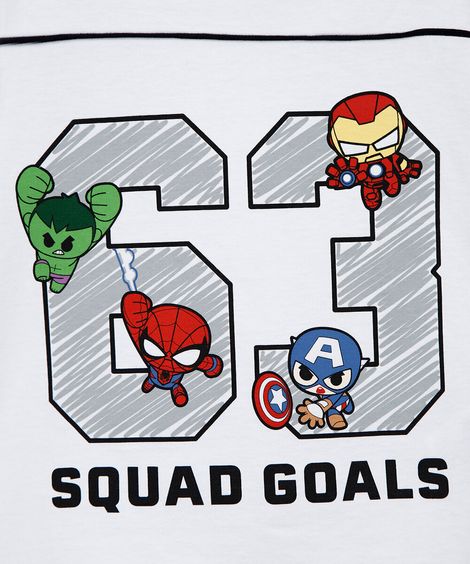 camiseta infantil squad baby marvel off white