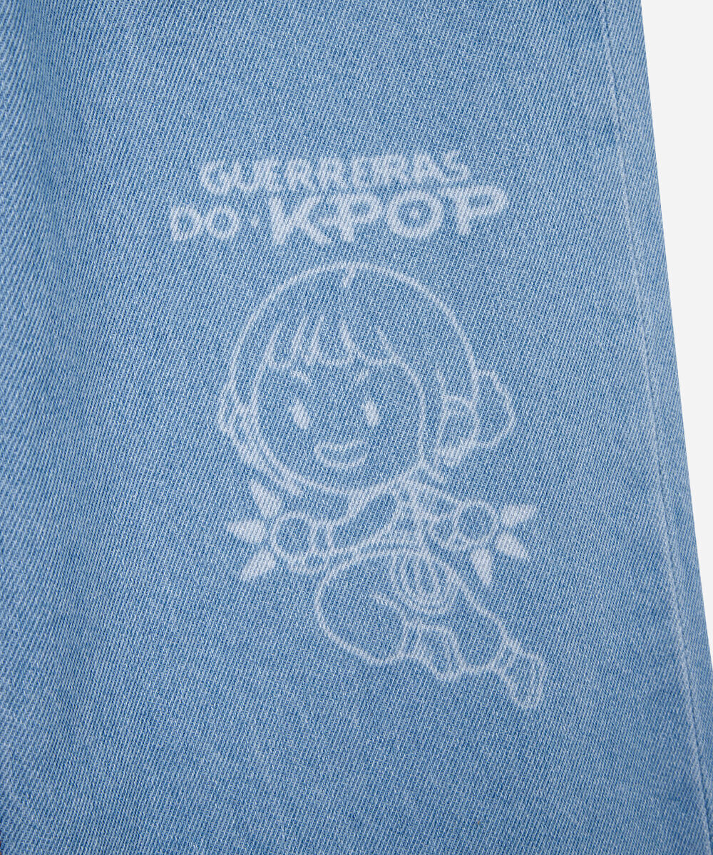 calça infantil jeans wide leg guerreiras do kpop azul