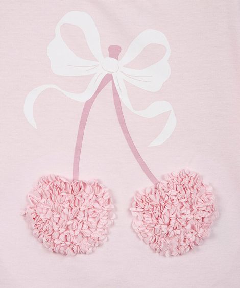 camiseta infantil de algodão com bordado rosa