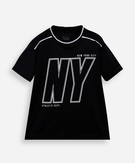 camiseta infantil esportiva ny preta