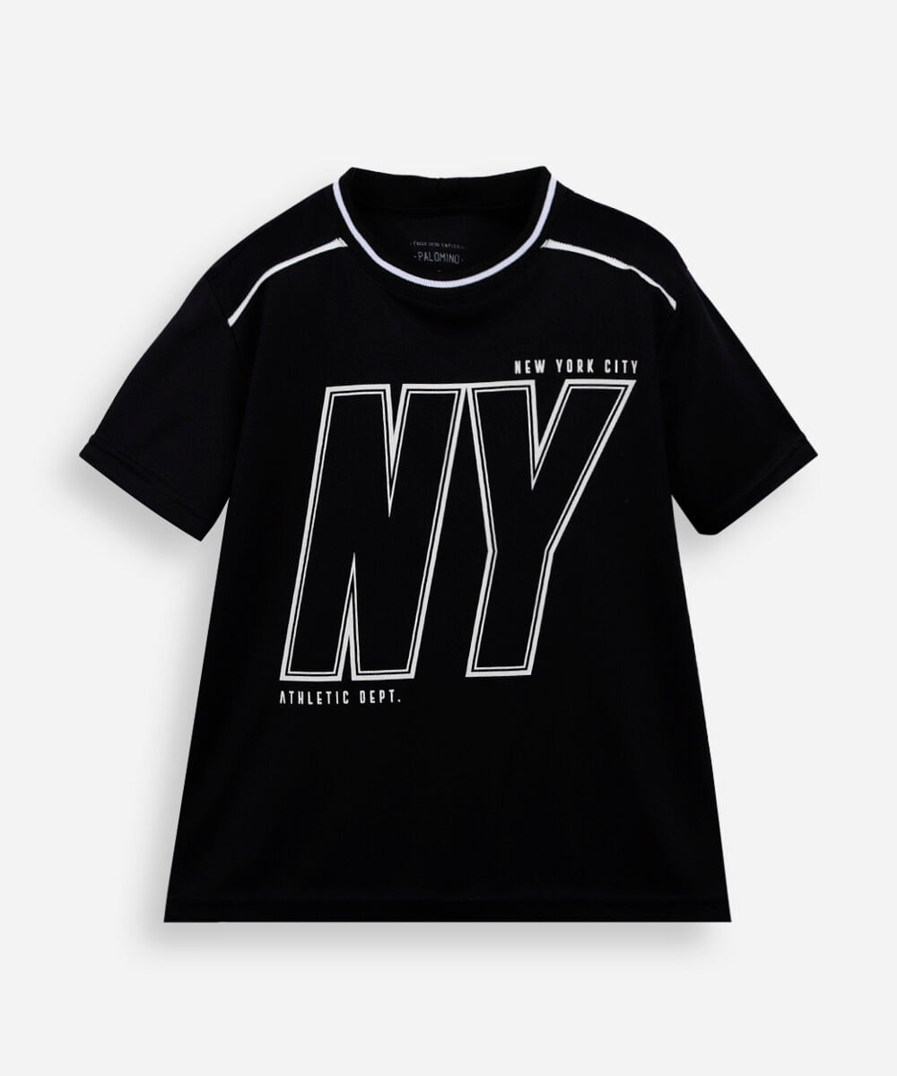 camiseta infantil esportiva ny preta
