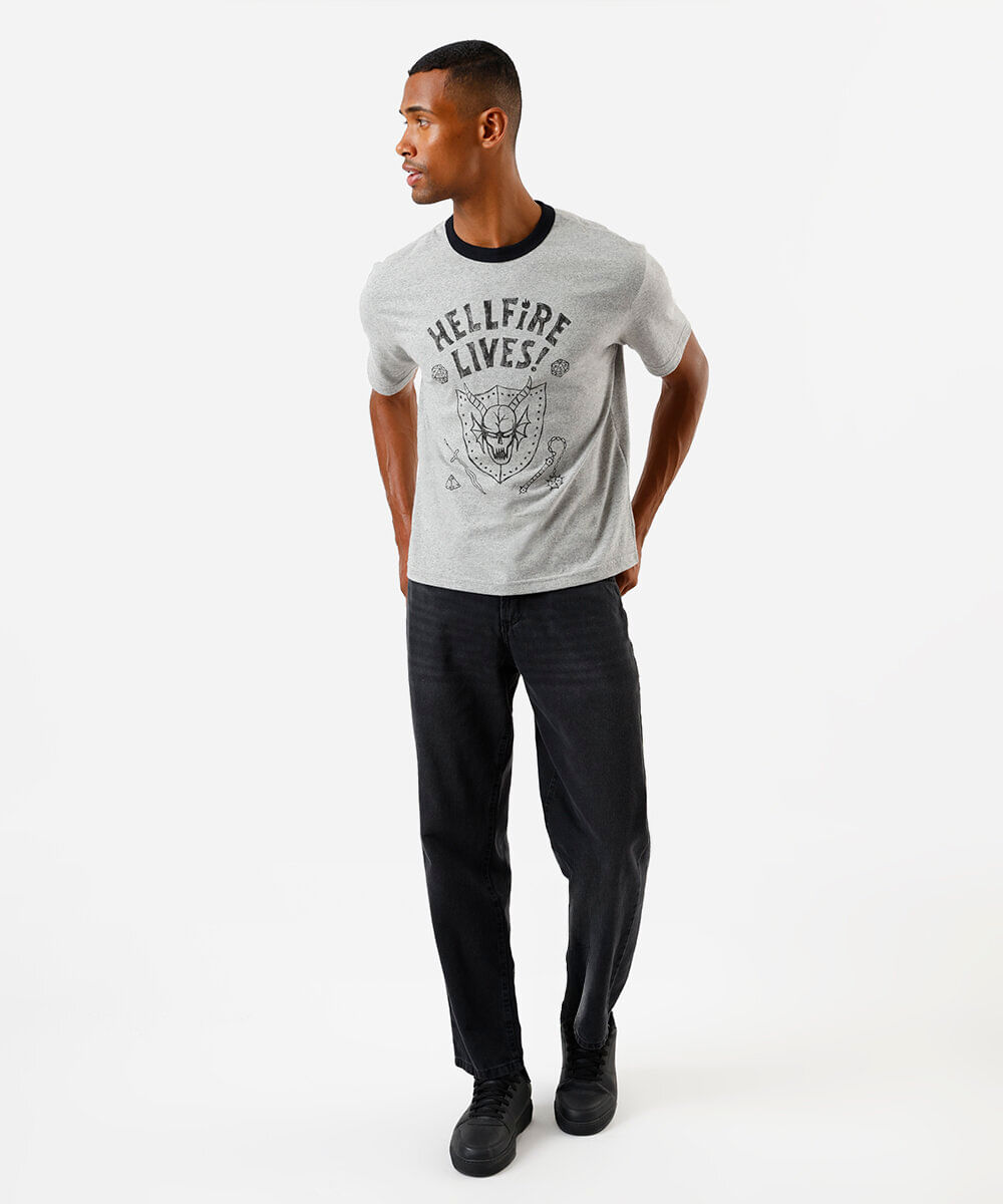 camiseta masculina stranger things cinza