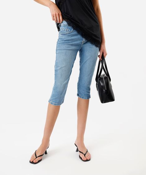 calça capri feminina jeans azul
