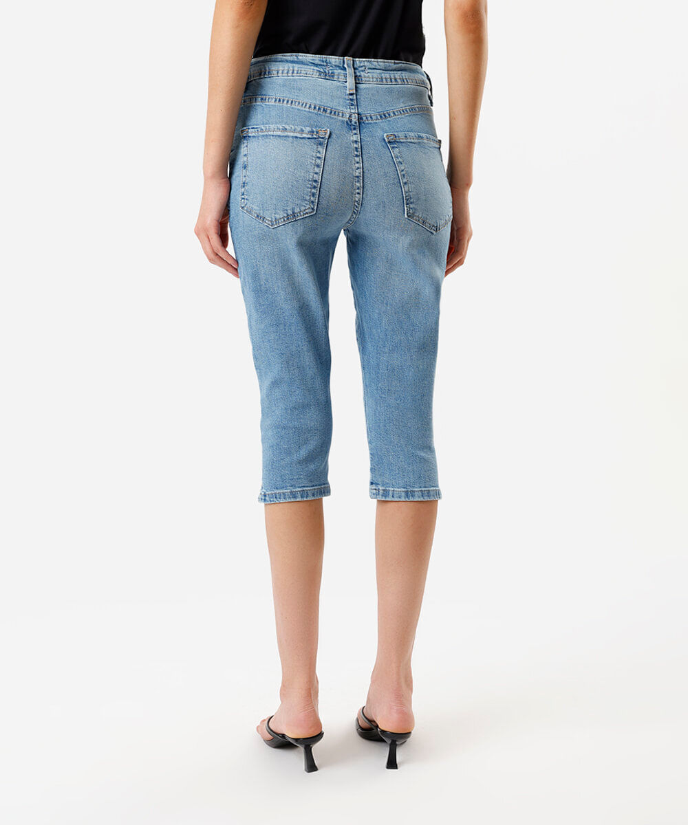 calça capri feminina jeans azul