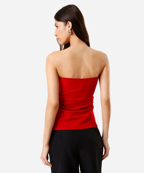 blusa sem alça feminina com franzidos vermelha