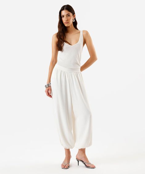calça aladim feminina cós elástico off white