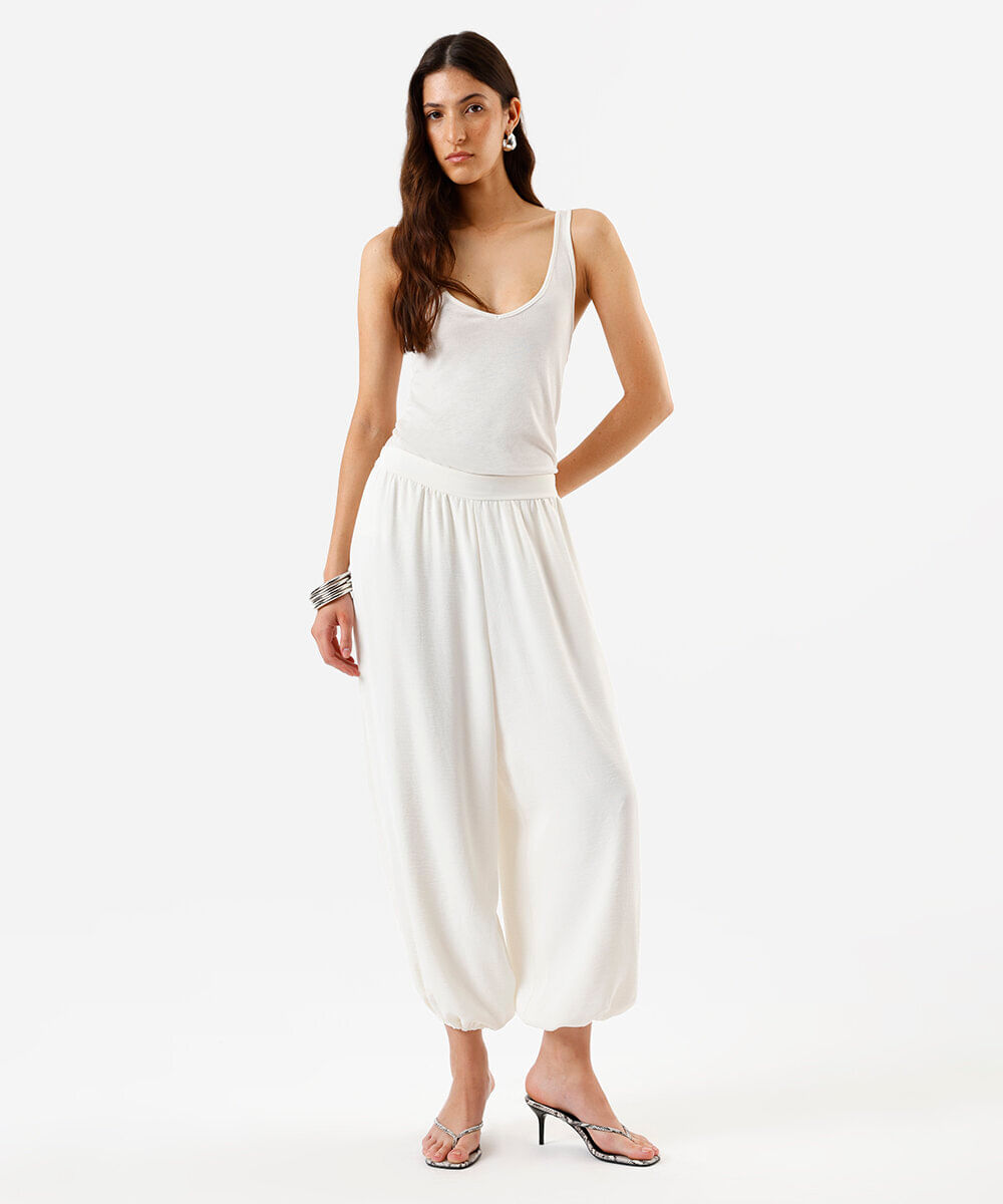 calça aladim feminina cós elástico off white