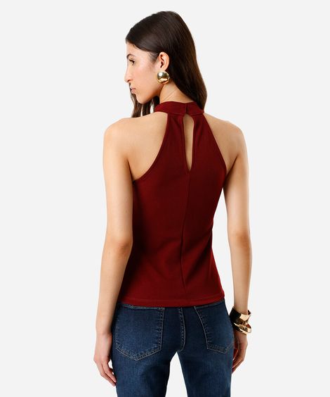 blusa feminina halterneck vinho