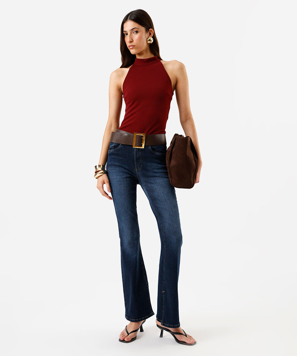 calça flare feminina jeans azul