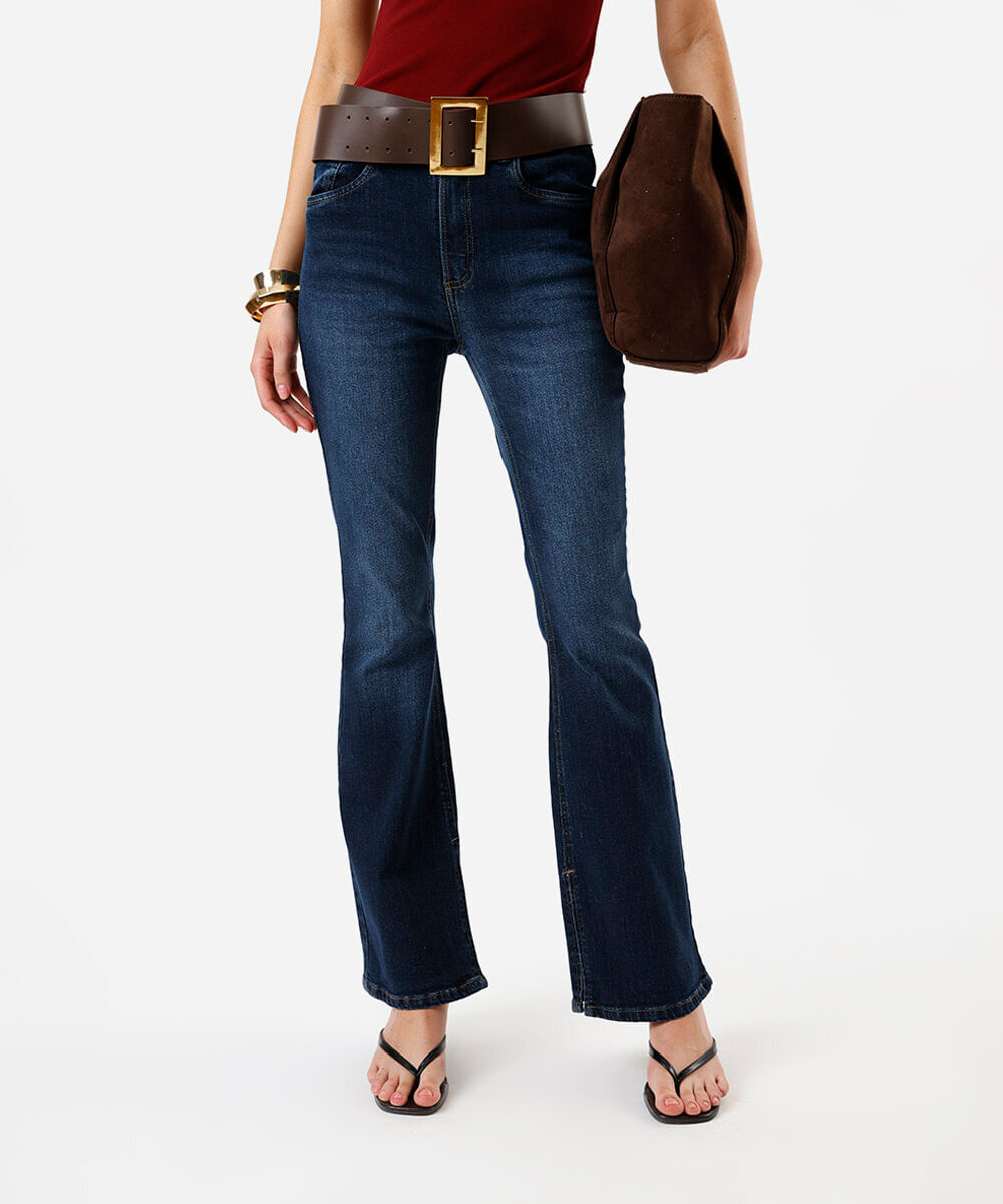 calça flare feminina jeans azul