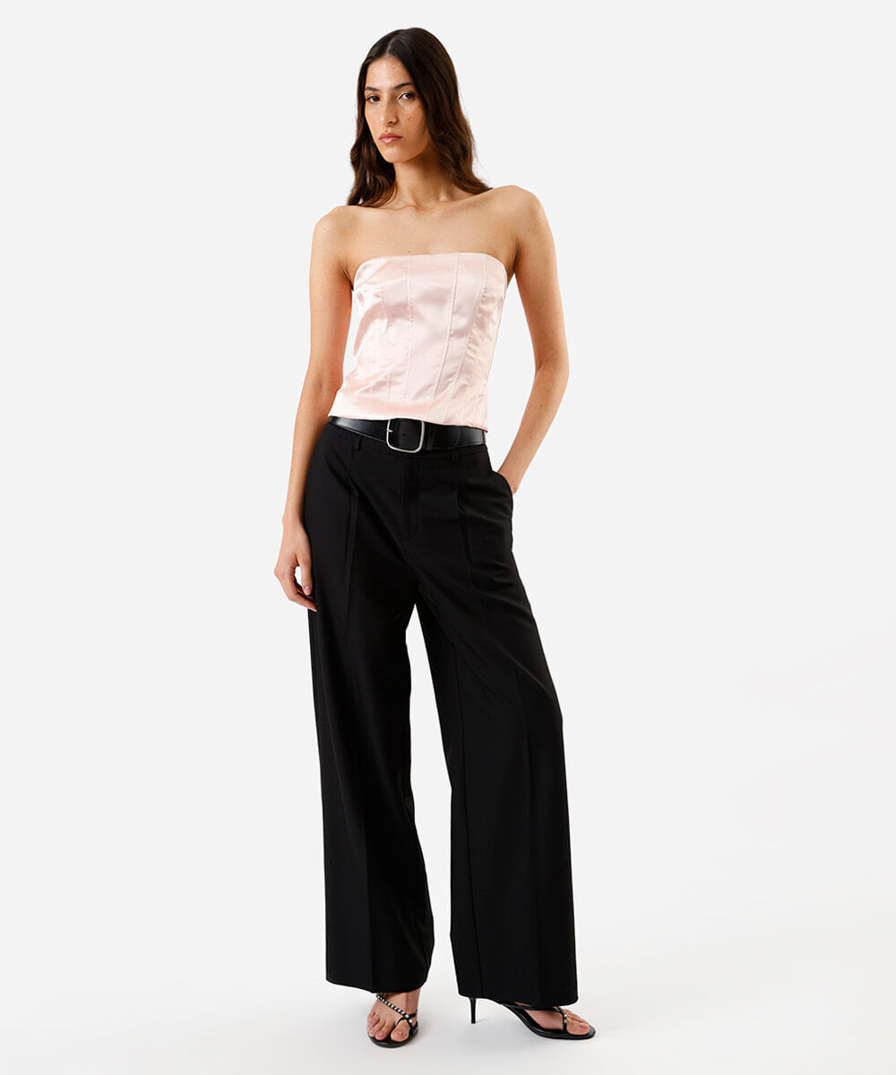 blusa corset feminina com recortes acetinada rosa