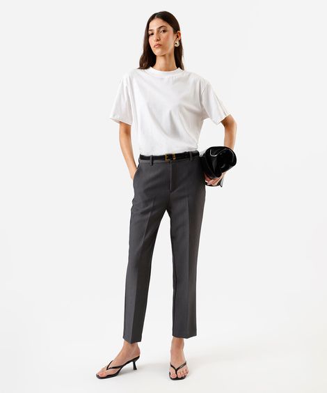 calça de alfaiataria feminina cinza