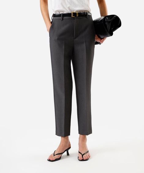 calça de alfaiataria feminina cinza