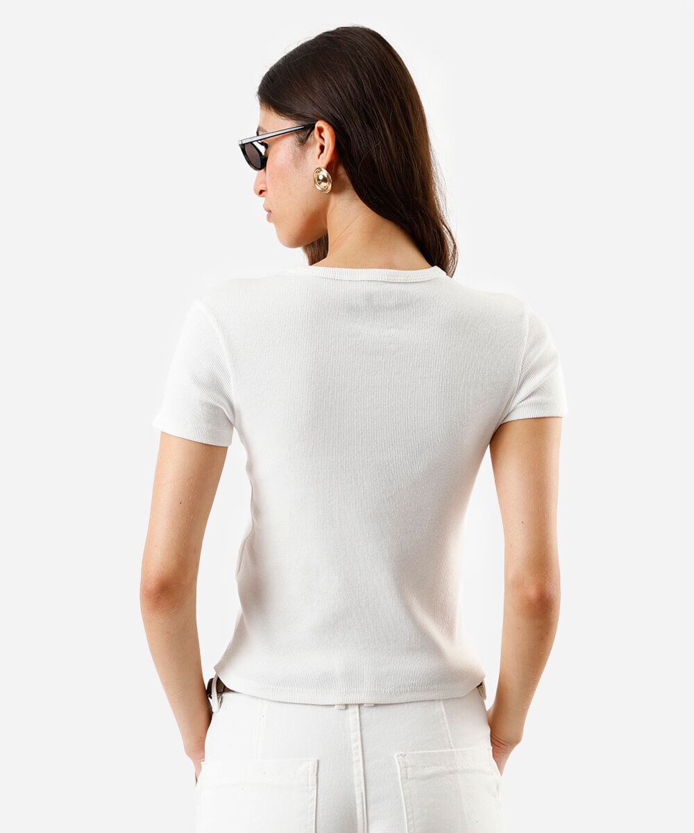 blusa baby look feminina manga curta hello kitty off white