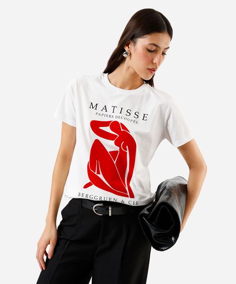 camiseta feminina manga curta matisse off white