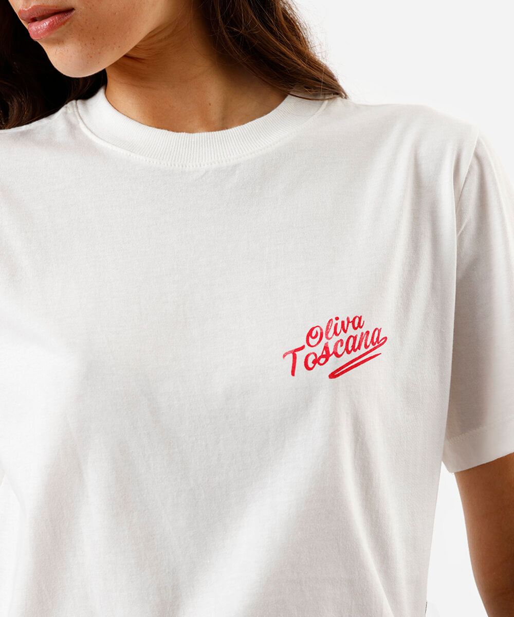 camiseta feminina de algodão estampada off white