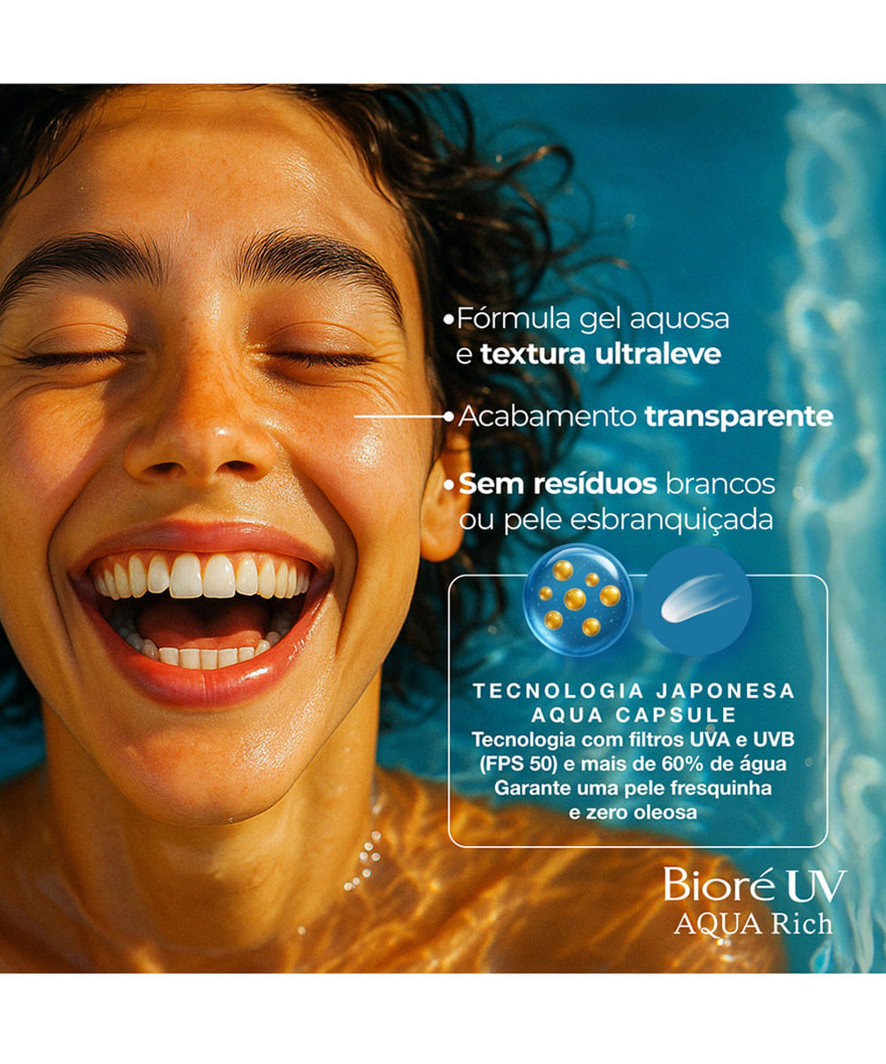 protetor solar facial bioré uv aqua rich watery essence 50g