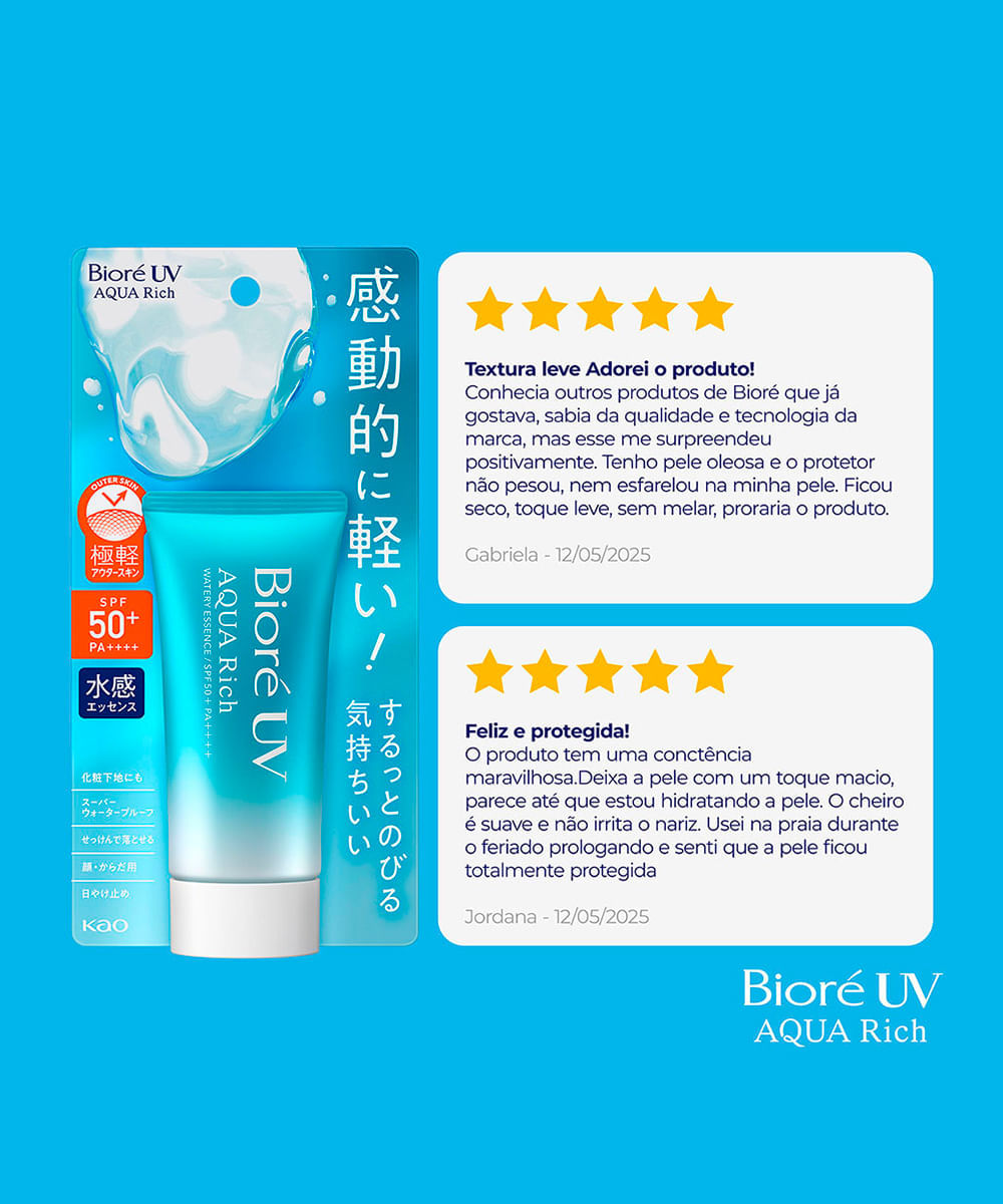 protetor solar facial bioré uv aqua rich watery essence 50g