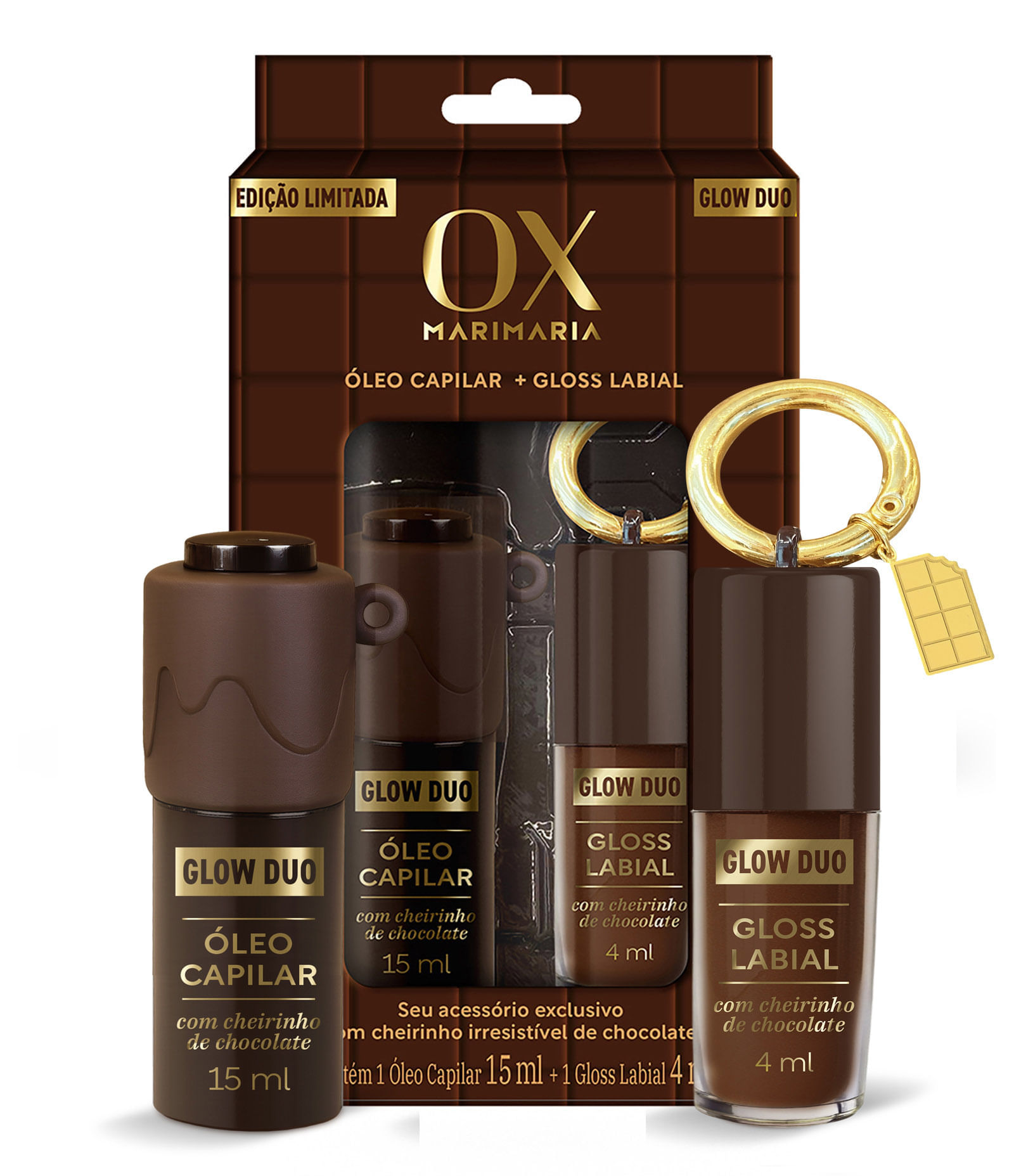 kit ox science mari maria especial óleo 15ml e gloss chocolate 4ml
