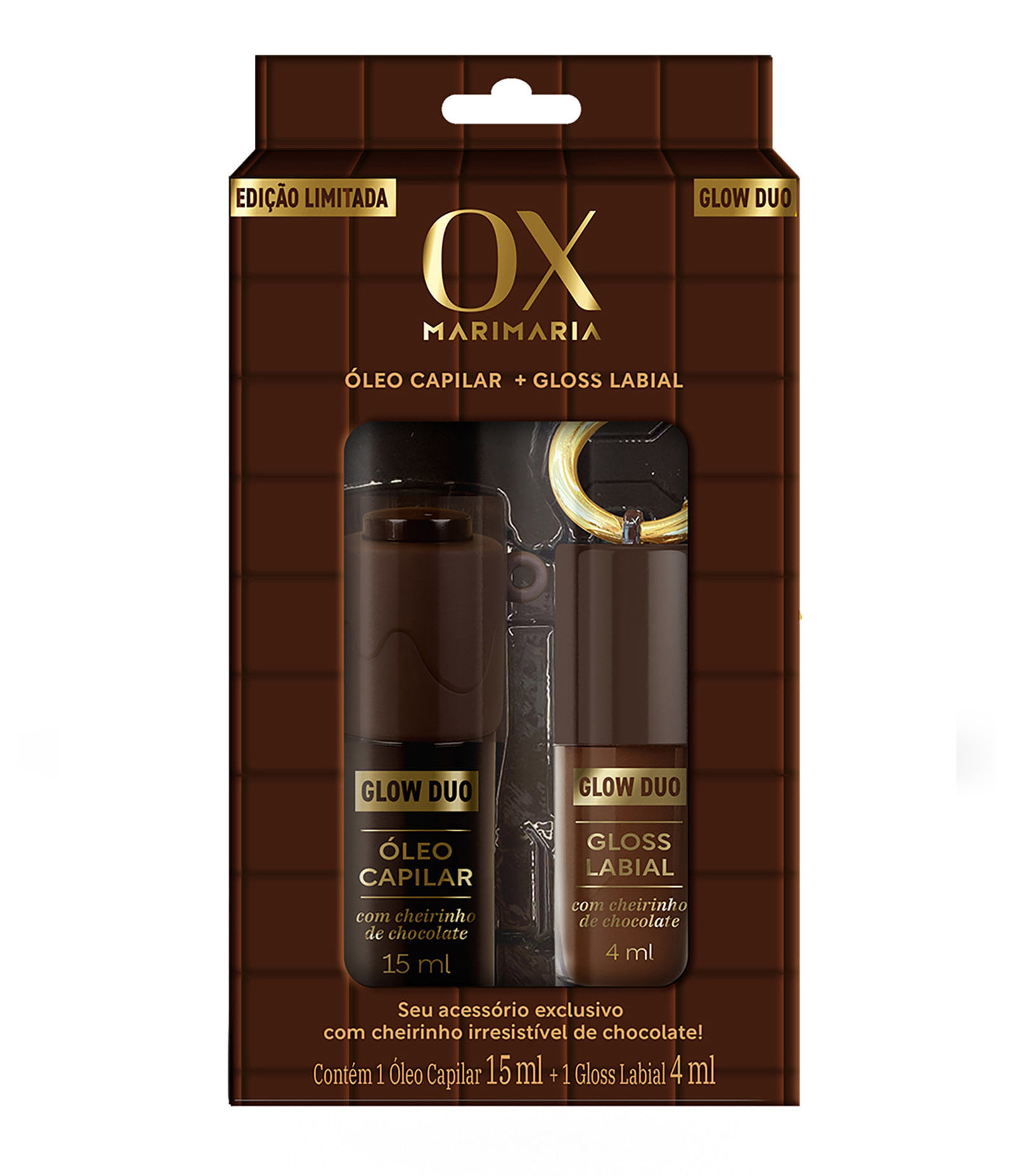 kit ox science mari maria especial óleo 15ml e gloss chocolate 4ml
