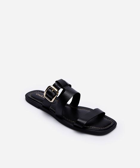 rasteirinha de tiras com fivela oneself preta