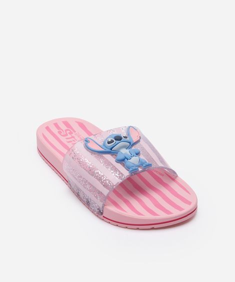 chinelo slide ipanema stitch listrado rosa