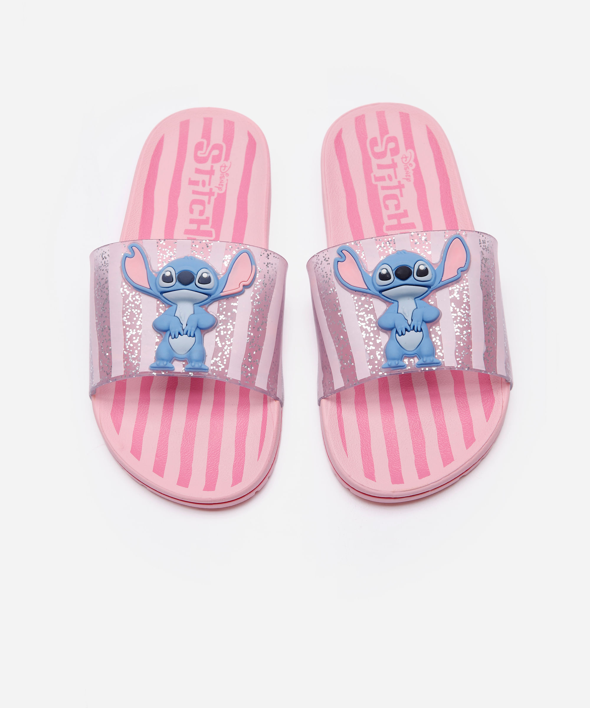 chinelo slide ipanema stitch listrado rosa