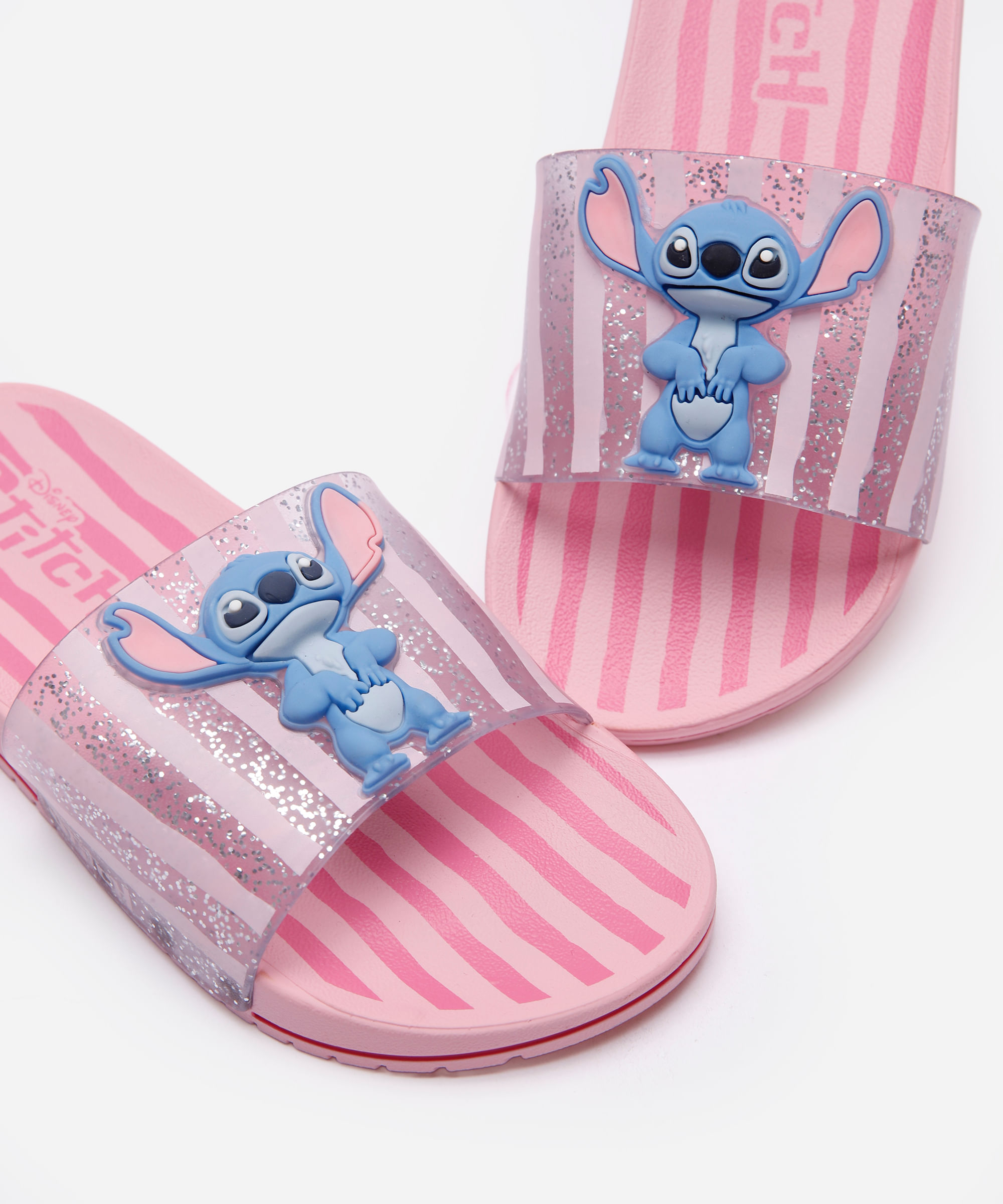 chinelo slide ipanema stitch listrado rosa