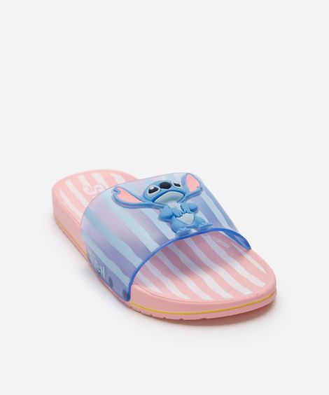 chinelo slide ipanema stitch listrado rosa