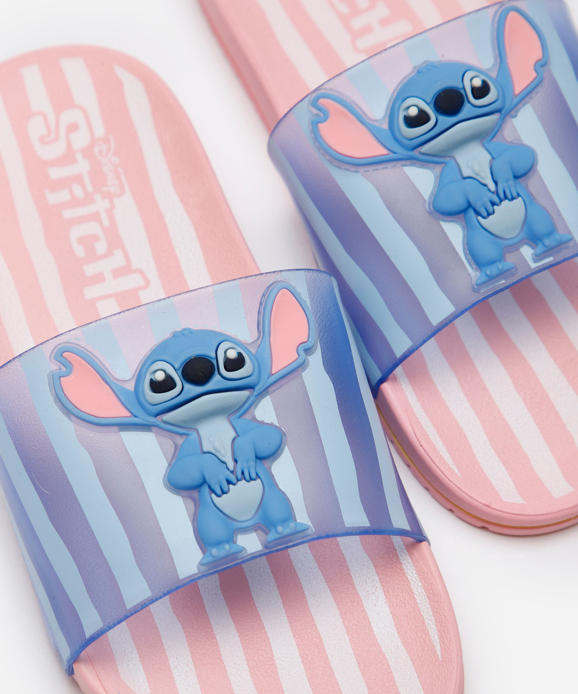 chinelo slide ipanema stitch listrado rosa