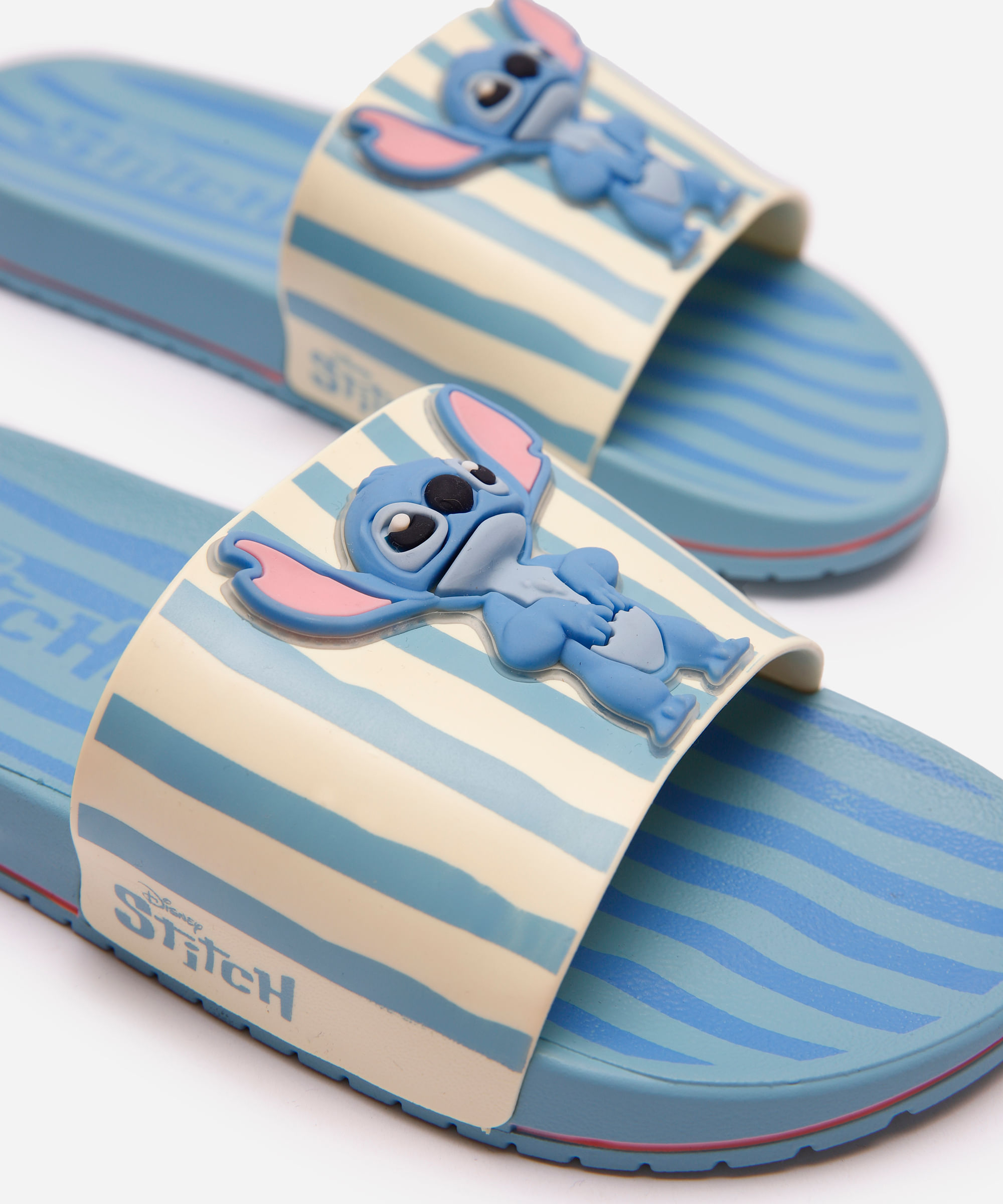 chinelo slide ipanema stitch listrado azul