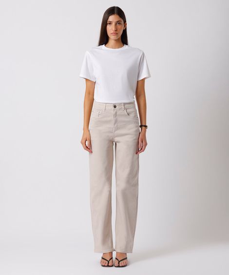 calça new york feminina de sarja mindset bege