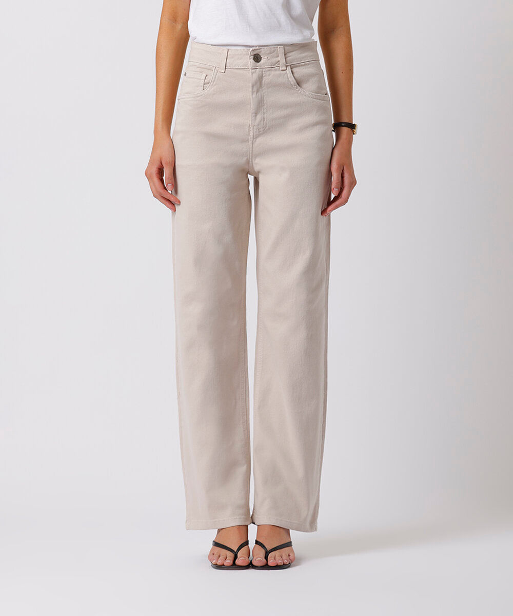calça new york feminina de sarja mindset bege