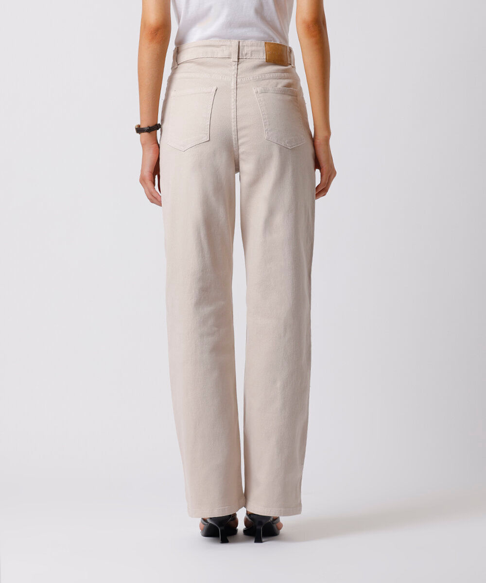 calça new york feminina de sarja mindset bege